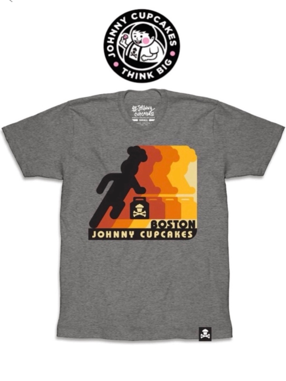 Johnny Cupcakes Boston Runner Tee Shirt Exclusive Heather Gray‎ Medium